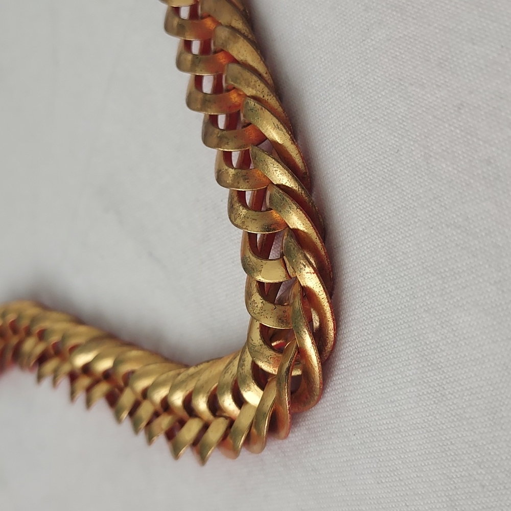 Chunky chain metal choker necklace red gold retro chain necklace unisex - Picture 9 of 16